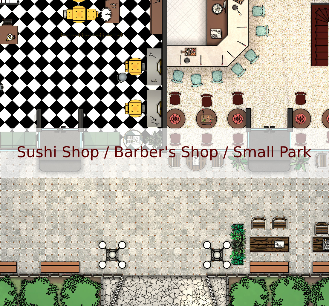 Cover for Sushi Shop / Barber's Shop / Small Park