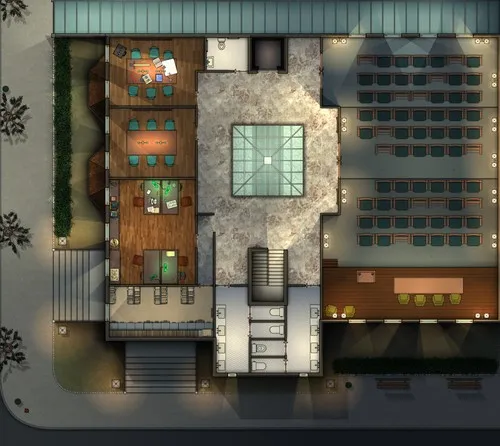 Maple Harbor Public Library - First Floor - Night