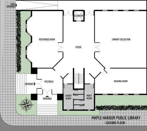 Maple Harbor Public Library - Ground Floor - Floor Plan