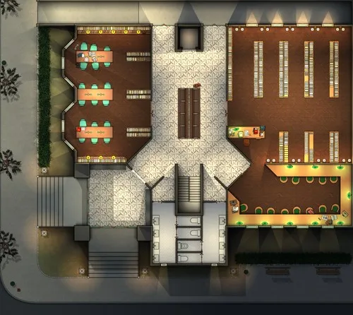 Maple Harbor Public Library - Ground Floor - Night