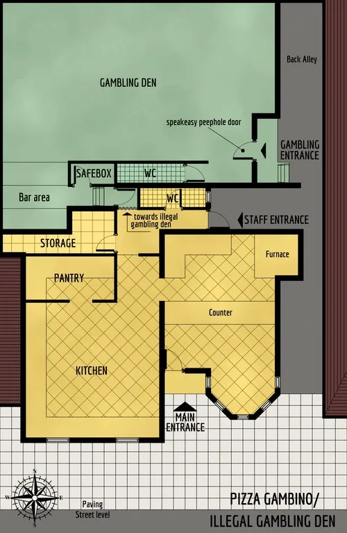 Pizza Gambino - Illegal Gambling Den - Floor Plan